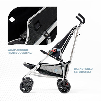 Coche XL stroller side view with wraparound frame covering