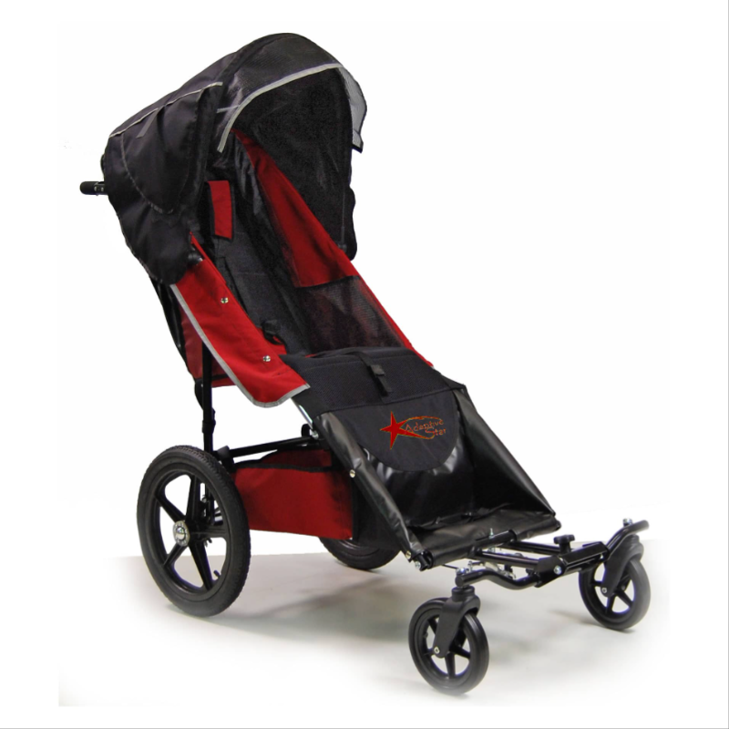 Adaptive Star Axis Kit installed on a red Improv push chair