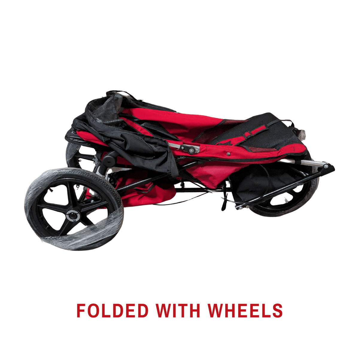 Adaptive Star Axiom IMPROV 2 Mobility Push Chair - Red folded with wheels #color_red #size_improv-2