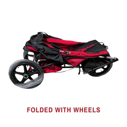 Adaptive Star Axiom IMPROV 2 Mobility Push Chair - Red folded with wheels #color_red #size_improv-2