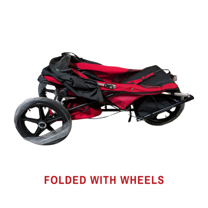 Adaptive Star Axiom IMPROV 3 Mobility Push Chair - Red folded with wheels #color_red #size_improv-3