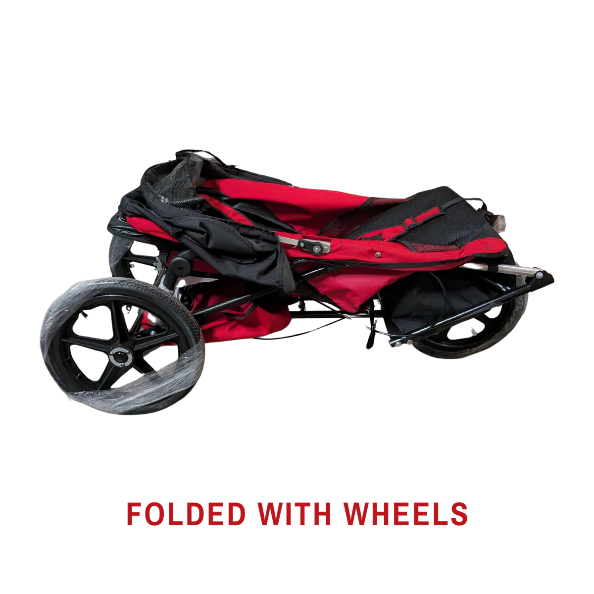 Adaptive Star Axiom IMPROV 3 Mobility Push Chair - Navy folded with wheels #color_navy #size_improv-3