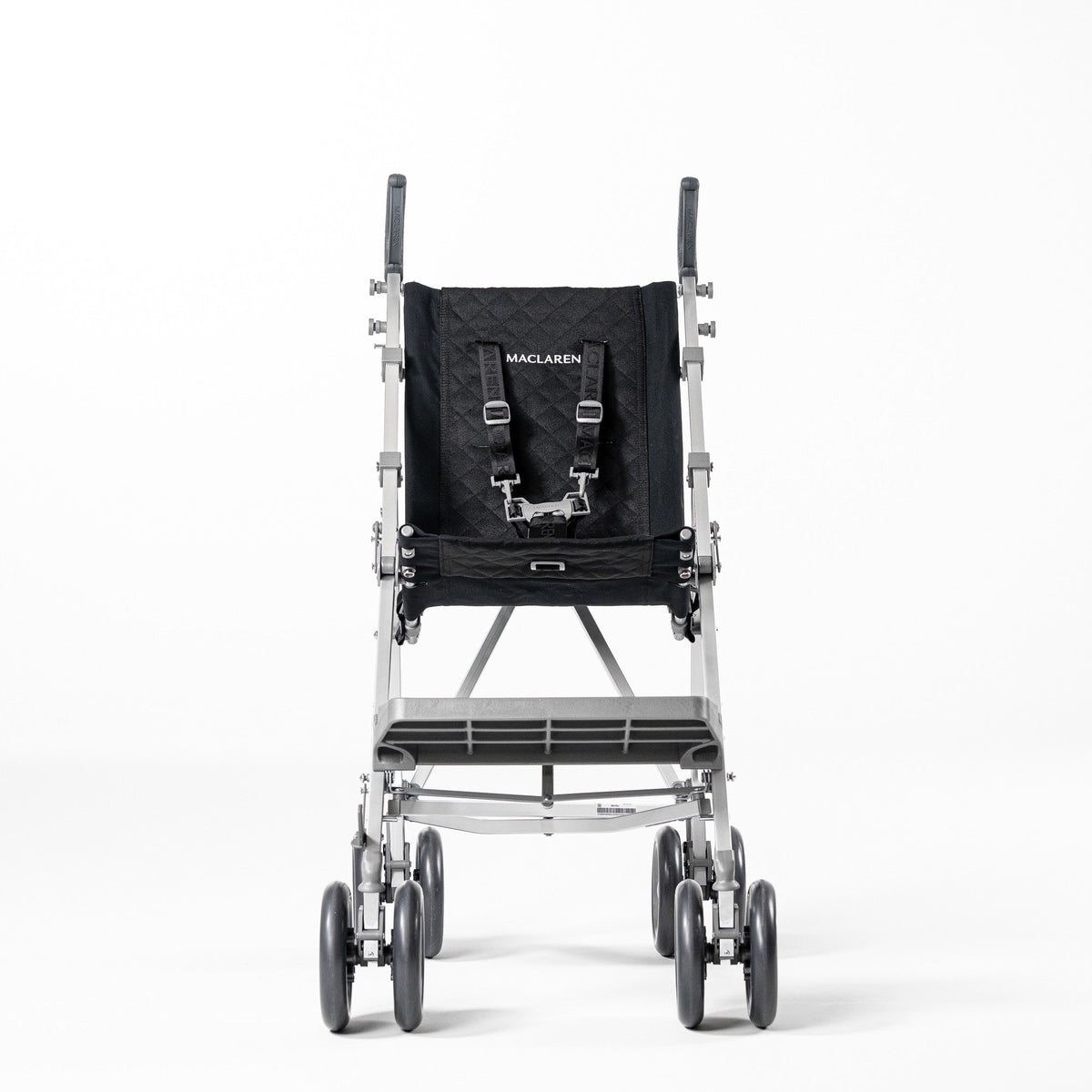 Black Maclaren Major Elite special needs stroller, front view