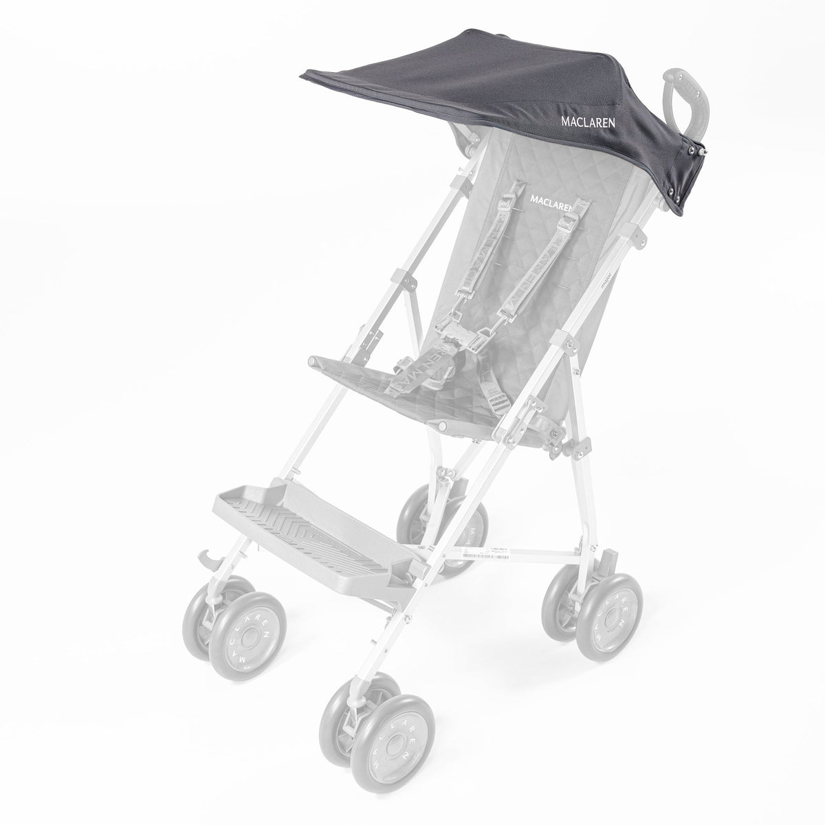 Gray Maclaren Major Elite hood installed on the stroller