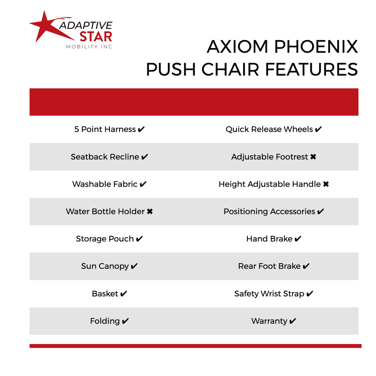 Adaptive Star Axiom Phoenix Push Chair Stroller in Red - image 6