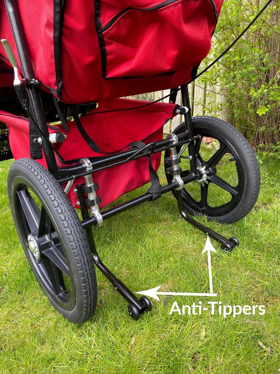 Adaptive Star anti-tippers installed at the rear of an Axiom Endeavour push chair