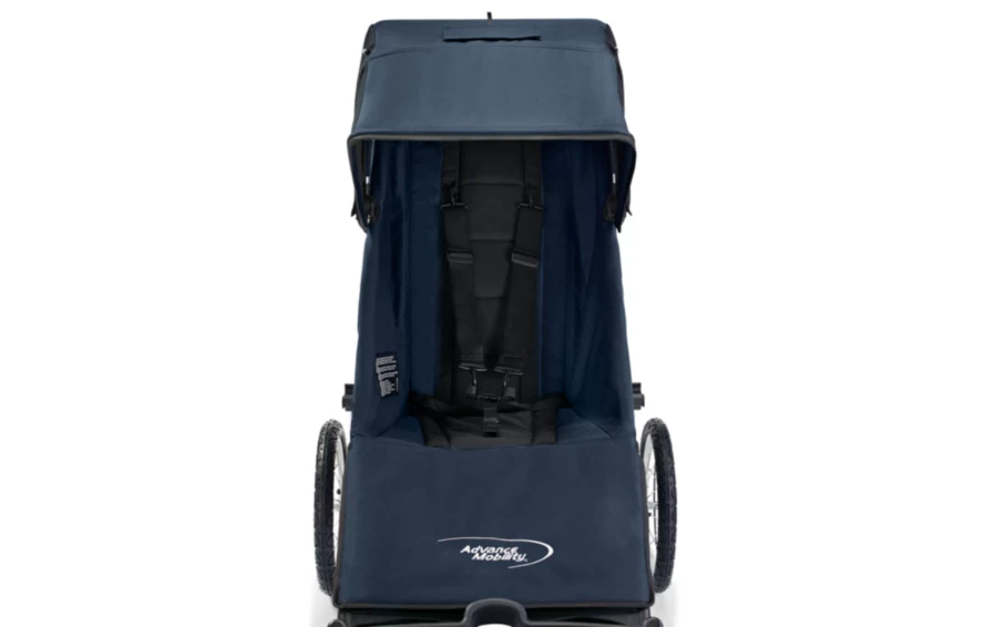 Advance Mobility Freedom push chair seat and five-point harness, front view